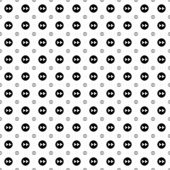 Square seamless background pattern from geometric shapes are different sizes and opacity. The pattern is evenly filled with big black fast forward symbols. Vector illustration on white background