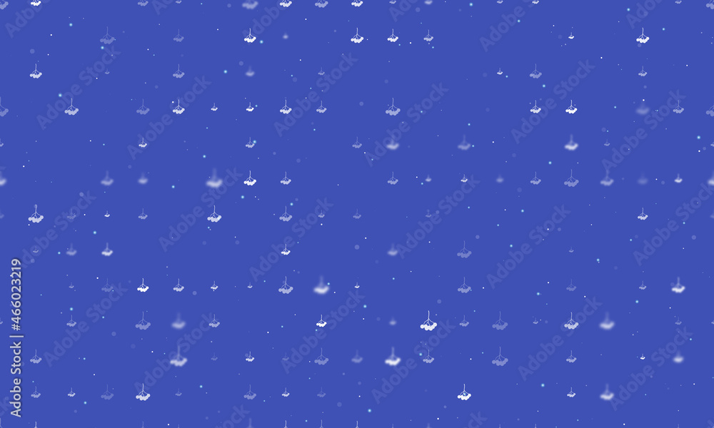 Poster seamless background pattern of evenly spaced white rowan berrys of different sizes and opacity. vect