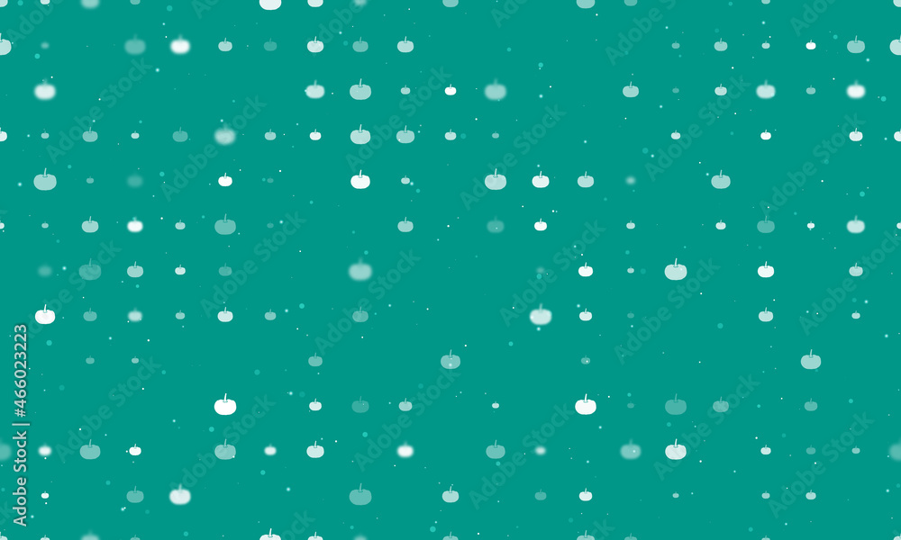 Poster seamless background pattern of evenly spaced white pumpkin symbols of different sizes and opacity. v