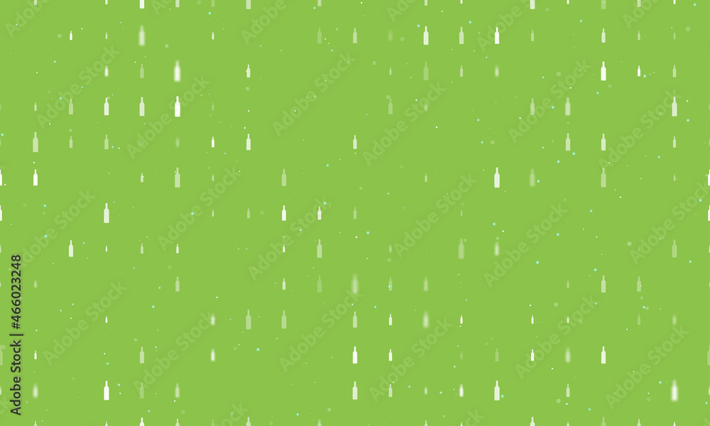 Poster seamless background pattern of evenly spaced white beer bottle symbols of different sizes and opacit