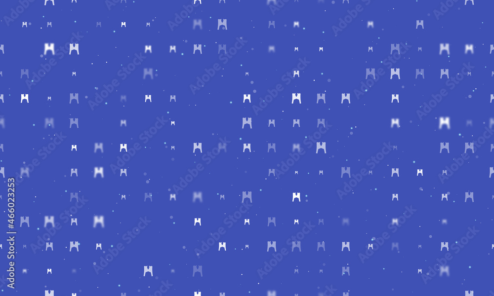 Poster seamless background pattern of evenly spaced white women's jacket symbols of different sizes and opa