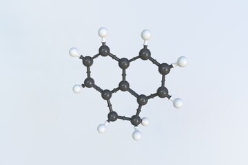 Molecule of acenaphthene, isolated molecular model. 3D rendering