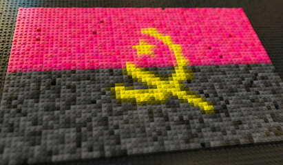 Toy bricks form flag of Angola, conceptual 3d rendering