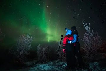 Fotobehang aurora borealis noorderlicht zweden lapland landschap © Dimitri