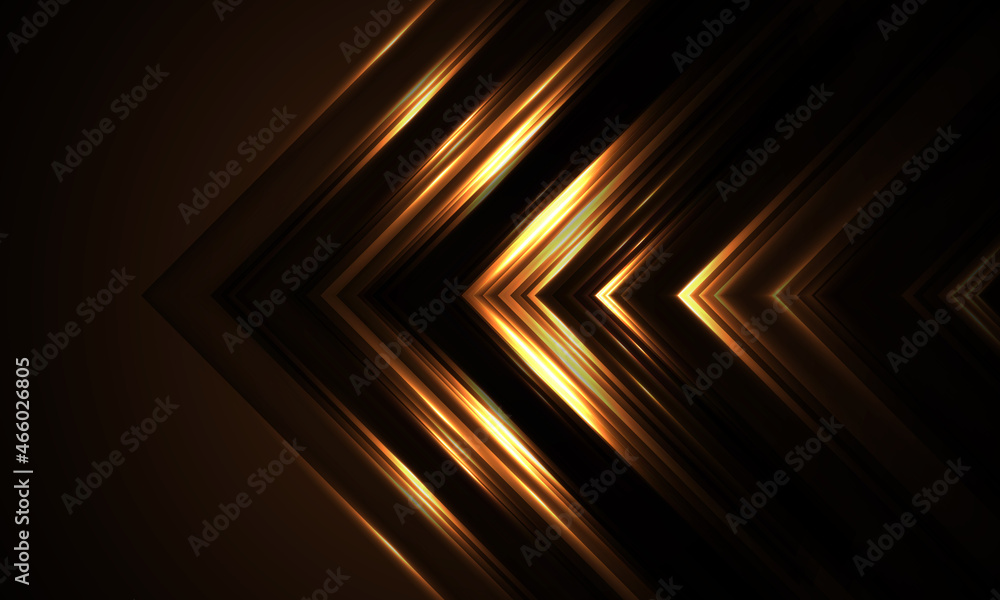 Poster abstract luminous glowing arrows speed movement brown and yellow technology background. tech vector 