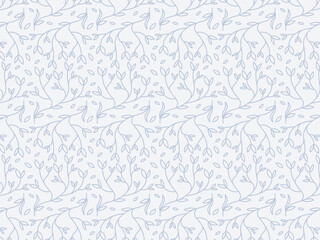 elegant and beauty outline seamless floral flower and branch pattern