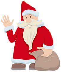 Santa Claus cartoon character with sack of gifts on Christmas time