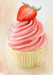 strawberry cupcake with whipped cream