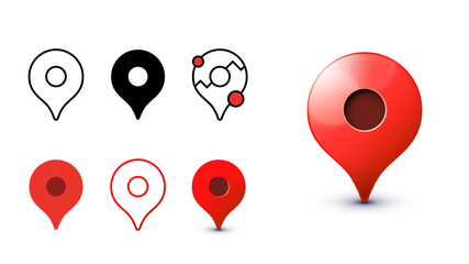 Set of vector map pointers. Map markers with most popular modern shapes