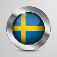Obraz premium EPS10 Vector Patriotic Button with Sweden flag colors. An element of impact for the use you want to make of it.