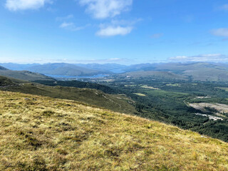 Fototapeta na wymiar A view of the Scottish Landscape from the top of the Nevis Range Mountains