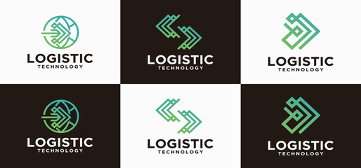 arrow-shaped logistics logo, express move forward for courier delivery, transportation services