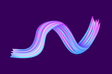Modern Bright Liquid Curve Design Element Isolated on Dark Purple Background. Creative Multicoloured Wave. Fluid Brush Imitation.