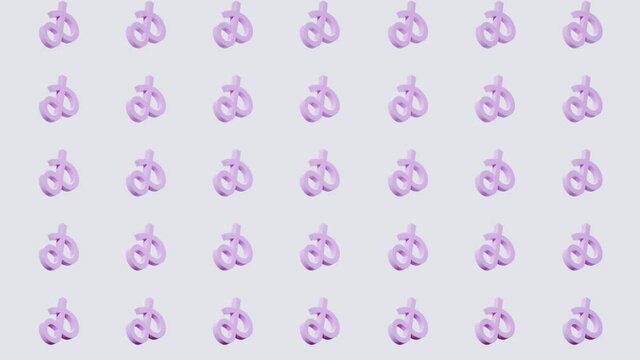 Animated pattern of colored letters. Abstract 3d shapes background.