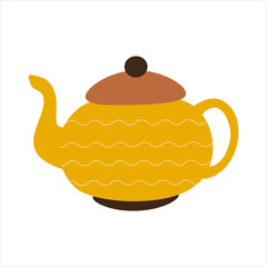Yellow teapot for cafe design or web design