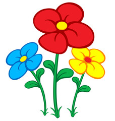 beautiful fun colorful cartoon flowers