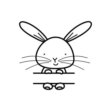 Vector outline logo of bunny against white background