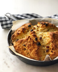 Soda bread in a cast iron pan