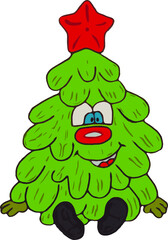 Christmas tree with Xmas star.new year holidays flat vector design