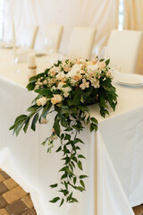 presidium of the newlyweds in the banquet hall of the restaurant