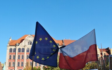 Fototapeta Flaga Polski i Unii Europejskiej obraz