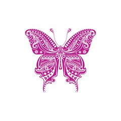 Fototapeta na wymiar Beautiful butterfly tattoo. Artistic pattern in butterfly shape. 