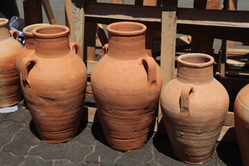 Fototapeta na wymiar Baked clay vases