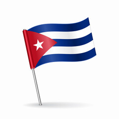 Cuban flag map pointer layout. Vector illustration.