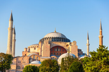 Fototapeta na wymiar Hagia Sophia seen from the Sultanahmet square