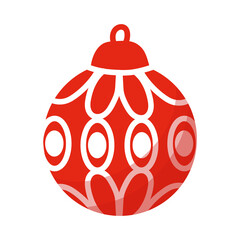 isolated red Christmas tree ball with an ornament design