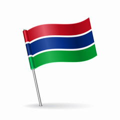 Gambian flag map pointer layout. Vector illustration.