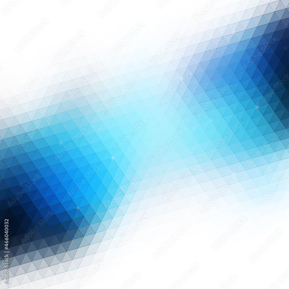 Poster abstract colorful blue and turquoise triangle pattern on white background. triangular shape geometri