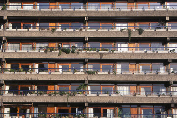 Facade of modern high density urban building