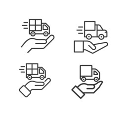 Delivery truck. Delivery service vector web icon set.