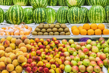 Fresh fruit for sale at the Mehrgon Market in Dushanbe.