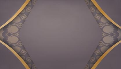 Brown banner template with mandala gold ornament for design under your logo