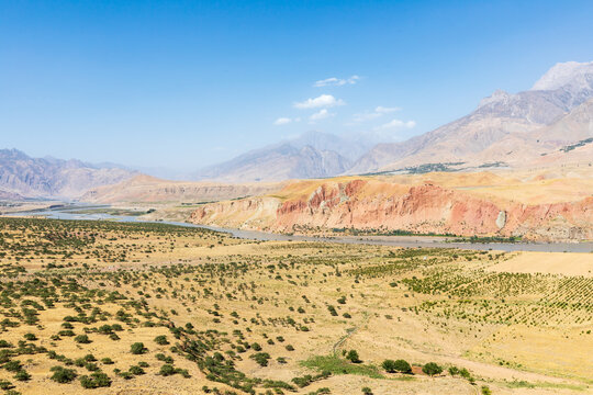 Mountains And The Panj River Valley.