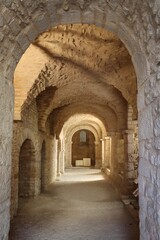 Fototapeta na wymiar arches of the crypt in Flavigny 