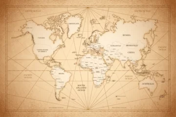 Deurstickers Wereldkaart Map of the world vintage