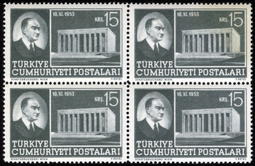 Republic of Turkey postage stamp. Republic of Turkey historical stamp. A postage stamp printed in Republic of Turkey.