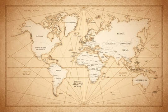 Map of the world vintage