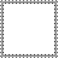 Classic square frame with arabesques and orient elements. Abstract black and white ornament with place for text. Vintage pattern