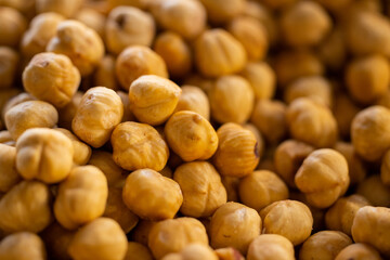 fresh hazelnuts in the market