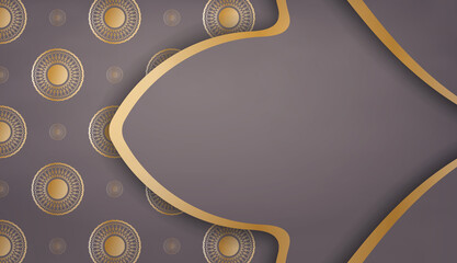 Baner of brown color with a mandala with a gold pattern and a place under your text