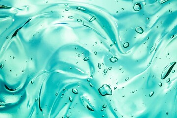 Liquid transparent serum hyaluronic acid gel on a digital screen abstract background