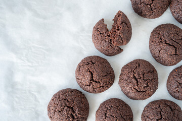 Healthy Keto Cookies with Almond Flour on Baking Paper from Above