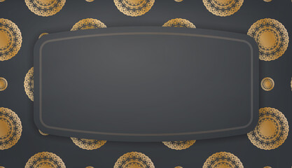 Black banner template with greek gold ornaments and logo space