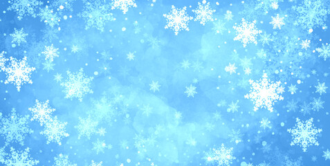Naklejka na ściany i meble beautiful winter snowy blue christmas background with snowfall. backdrop for banners, postcards, etc.