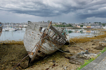 rusting ship wreck on Brittany coast