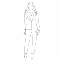 girl drawing one continuous line vector
